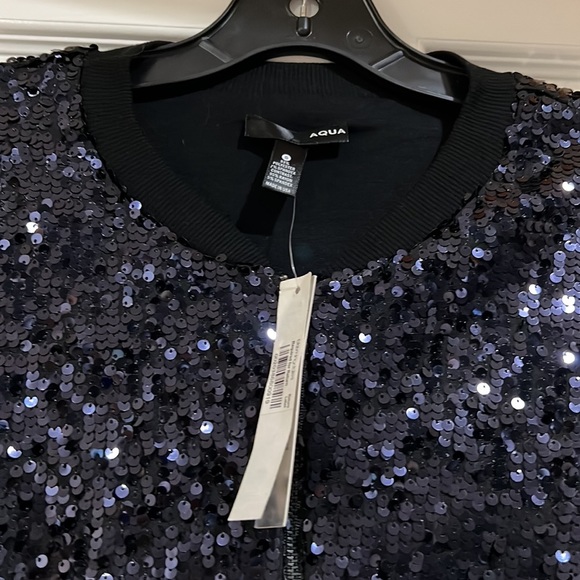 NEW Aqua for Bloomingdale’s  Sequin Bomber Jacket - Picture 3 of 5
